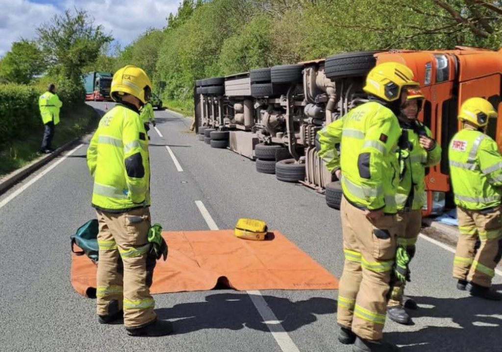 Driver Rescued Following Overturn of Lorry Carrying 450 Sheep