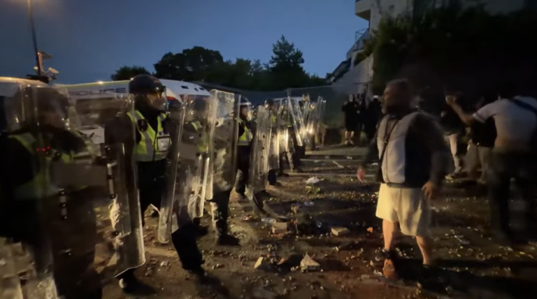 Riot Police and Protesters Clash Near Site of Henry Nowak Stabbing in Southampton