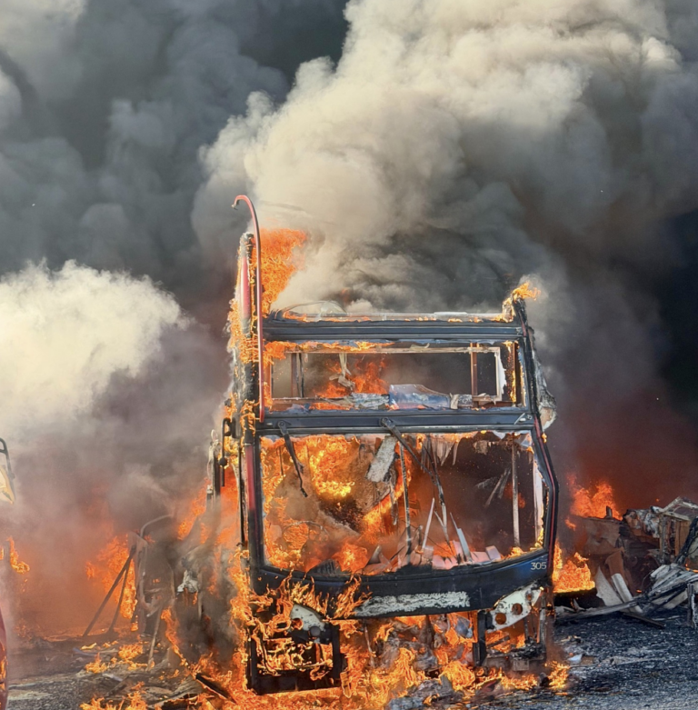 Major Fire Destroys Dozens of Double-Decker Buses at Local Depot
