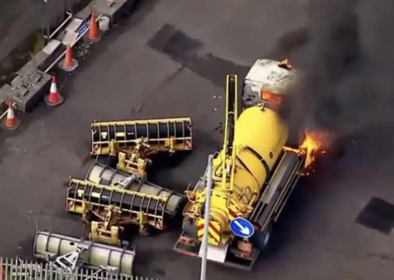 Riot Police Respond to Violence Amid Lorry Fires During Protests